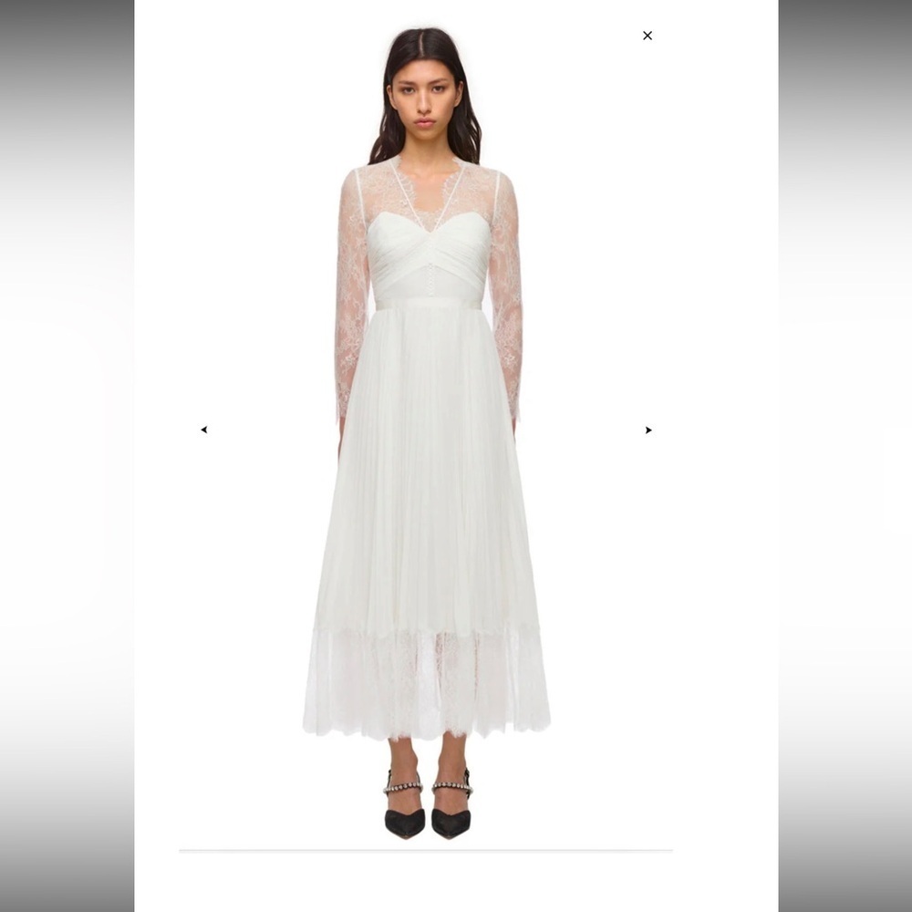 Self-Portrait White Lace Midi Dress